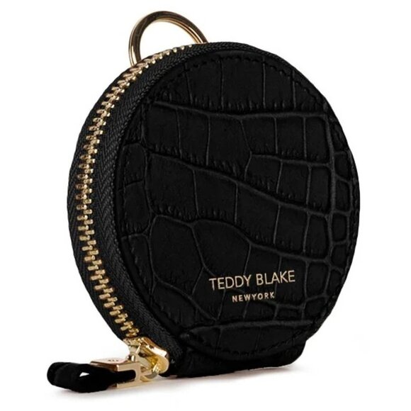 Teddy Blake Black Croco Embossed Leather Coin Case w/Red Interior - Picture 9 of 10